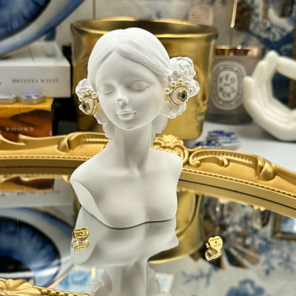 🆕 KATE SPADE 🧿 NWT Evil Eye Statement Studs - Crystal & Pearl - Picture 10 of 15